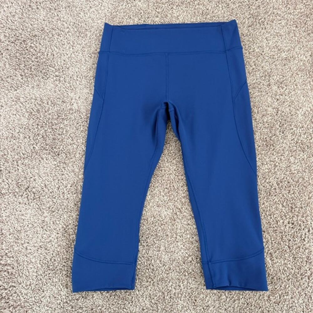 Lululemon In Movement Crop 19" Deep Marine Blue Leggings Athletic‎ Women's 12
